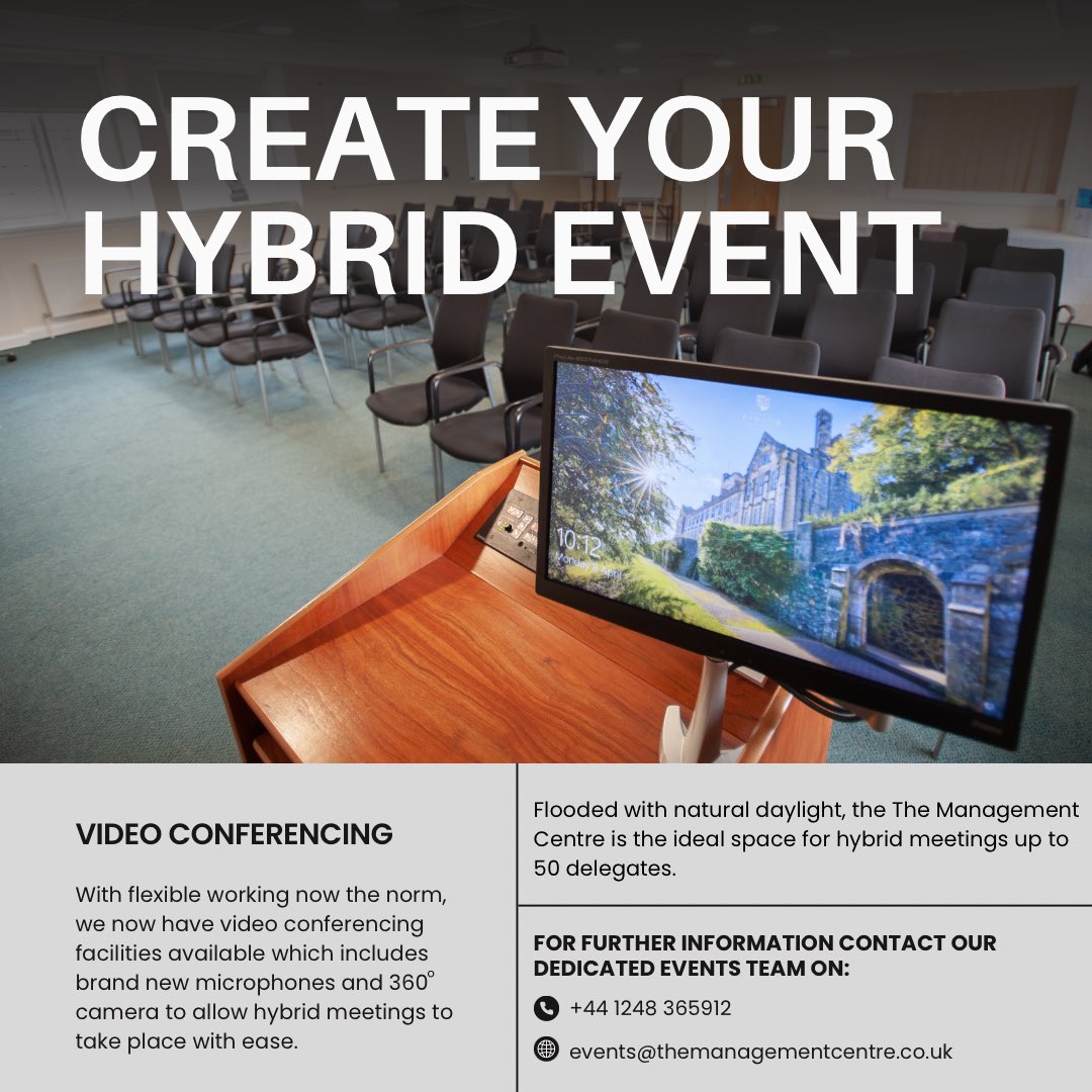Create your Hybrid Event 

With flexible working now the norm, contact our events team to organise your hybrid event in Bangor!

📧 events@themanagementcentre.co.uk
📞 +44 1248 365912

#hybridevents #hybridsetup #owl #hybrideventsbangor #bangoruniversity #bangor #eventsbangor