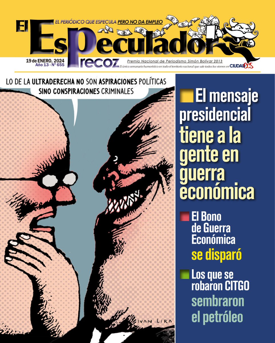 robertomalaver's tweet photo. EL ESPECULADOR PRECOZ No 655

Los que se robaron CITGO sembraron el petróleo

El Especulador precoz ya está aquí repartiendo humor y paz

Aclic: https://t.co/LAEAGlEQaY https://t.co/fyn0gsr2wH