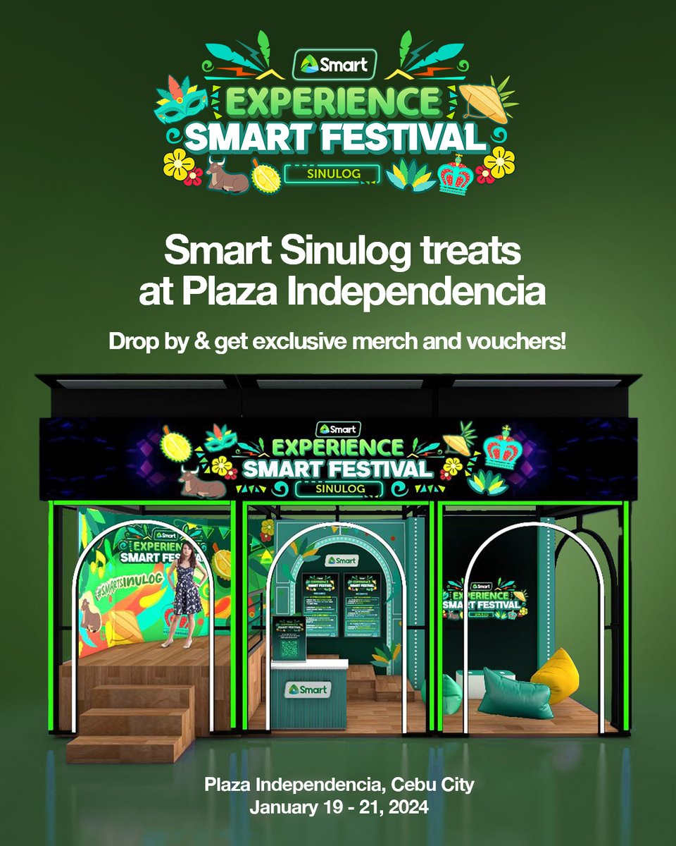 Join the Smart Sinulog celebration at Plaza Independencia! Visit the Smart Booth for an exclusive experience – grab Sinulog swag, unlock special vouchers, and make your festivities unforgettable with Smart’s Power All and Magic Data offers. #SmartSinulog