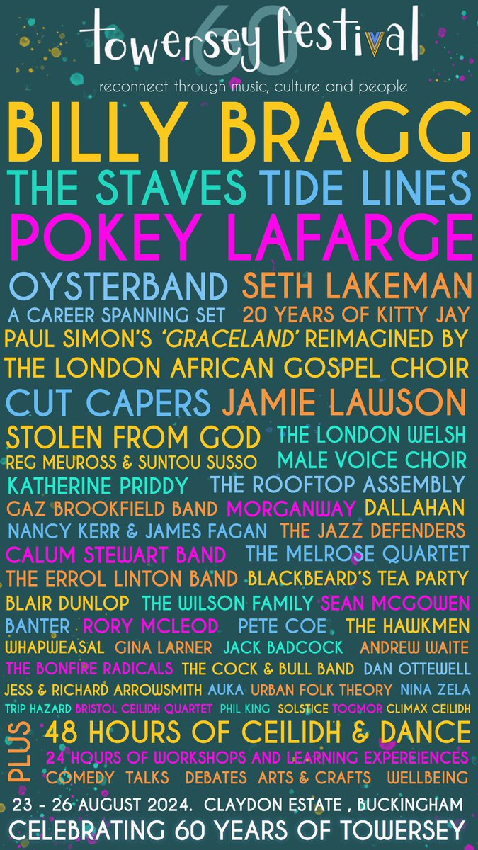 We'll be be playing at Towersey Festival's 60th anniversary this August - meet you there! @towerseyfesti