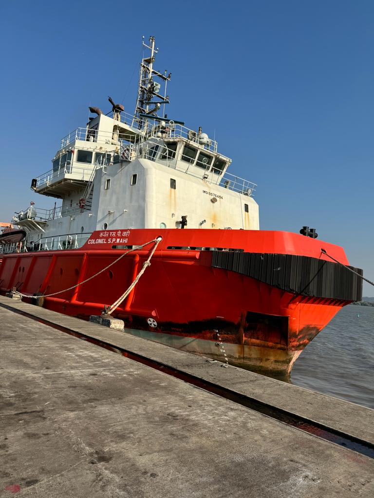 ONGC_'s tweet photo. To diversify its shipment ports, #ONGC has started material shipments to offshore from Karanja Port, in addition to Nhava base. The first vessel ‘Colonel SP Wahi’ was loaded with cargo at Karanja port on 16 January 2024. The Vessel has sailed for ONGC oil-field in the Arabian Sea on 17 January.

#IndiaEnergyWeek2024 | #YouAreEnergy | #EnergyToHeal | #EnergyNowAndNext
