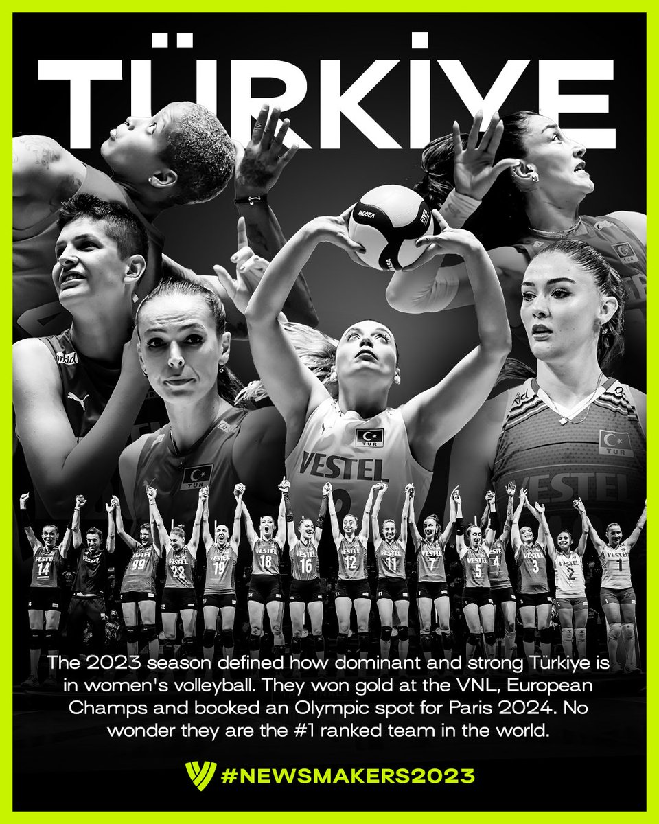 volleyballworld's tweet photo. TÜRKIYE 🇹🇷 

They have a very talented mix of players and a great coaching staff so no wonder they are the #️⃣1️⃣ ranked team in the world 🤩.

🇹🇷 #NEWSMAKERS2023 #FileninSultanları #volleyball https://t.co/B6biVjiMIO