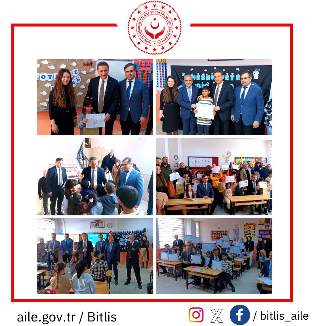 bitlis_aile's tweet photo. Bizim kıymetli çocuklarımız,her zaman yanınızdayız.Valimiz Sayın Erol  Karaömeroğlu ve İl Müdürümüz Vefa Akdoğan,2023-2024 Eğitim-Öğretim yılının 1. döneminin sona ermesi ile koruma altındaki çocuklarımızı karne gününde yalnız bırakmayarak onların karne heyecanına ortak oldular. https://t.co/E9dTQ2cKVJ