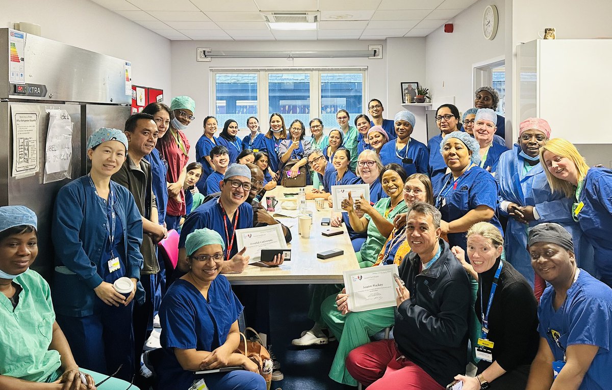 Lovely start to the morning with <a href="/mcmanusb/">Breeda Mc Manus</a> in #homerton #theatres celebrating members of our team who have worked in the trust for 20 years - such an amazing achievement! You’re an asset to our department and it’s a better place with you all it! Here’s to the next 20! #OneTeam