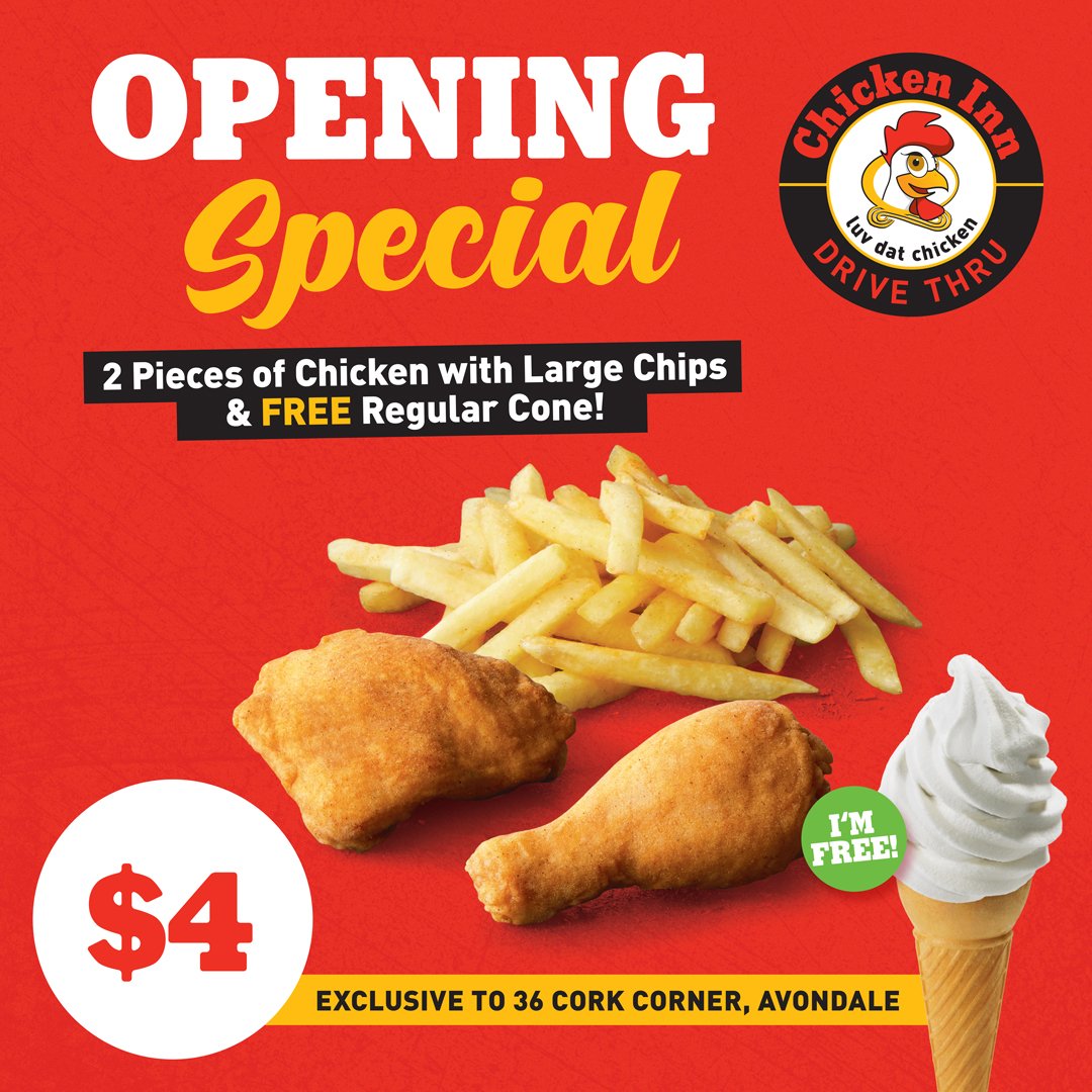 ChickenInnZW's tweet photo. Come through today and indulge in our exclusive opening special at the newly opened Chicken Inn Drive Thru branch at 36 Cork Road! We're excited to serve you at our convenient location.
 Don't miss out on this limited-time offer.

#ChickenInnDriveThru #GrandOpening #36CorkRoad https://t.co/KMToJX3Ysh