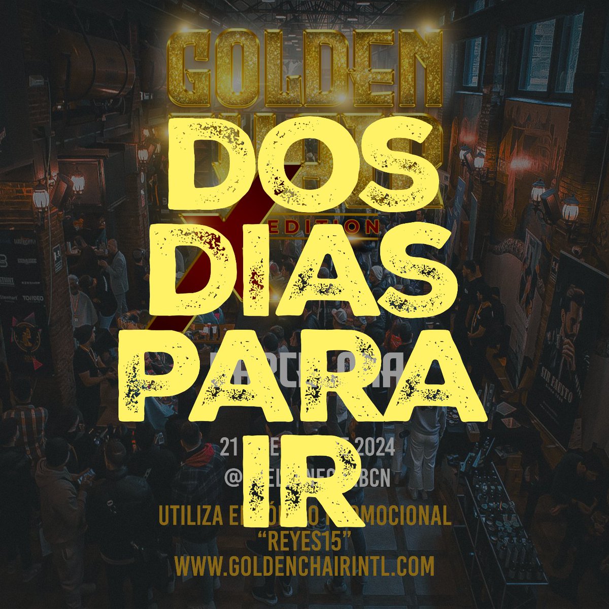 GoldenChairIntl's tweet photo. Dos dias para ir 
Ya están a la venta las entradas para #goldenchairintl 10ma edición 21 de enero de 2024 en @ovellanegrabcn https://t.co/hd5uwsISbb
VOLVER A PUBLICAR AHORA
#barberexpo #internacional #fyp https://t.co/2lxIqVv3GL