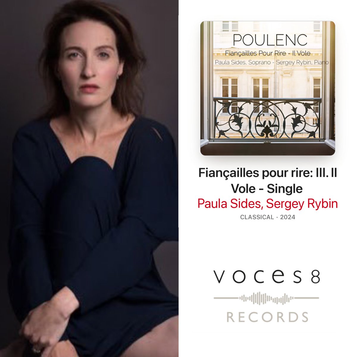 SINGLE RELEASED TODAY! We're really excited for the release on @AppleMusic of 'Il vole' from Poulenc's 'Fiançailles pour rire', a single from soprano @sidesp1 upcoming album on voces8records @v8_foundation with pianist #SergeyRybin
