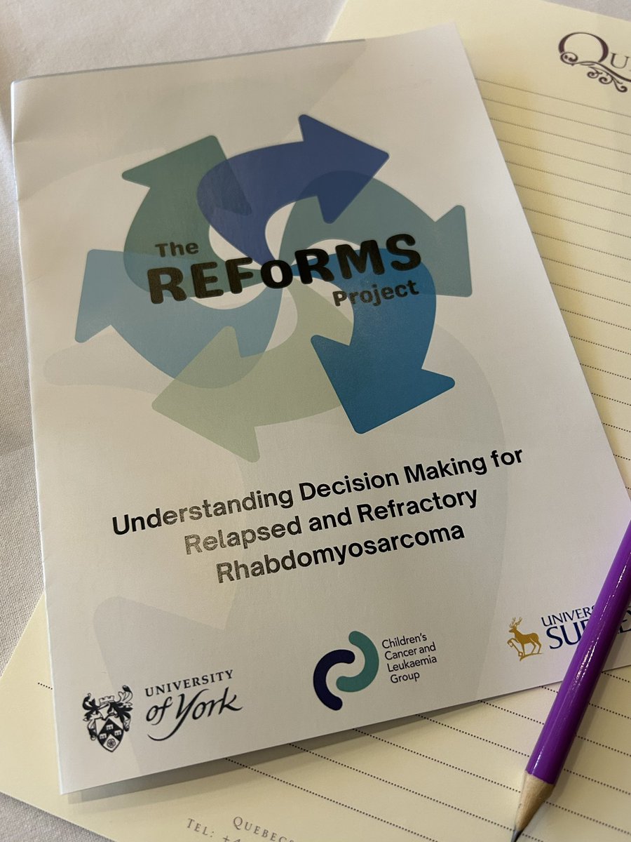 The REFoRMS team are excited to be at the #rhabdomyosarcoma workshop today!! We’re looking forward to a day of inspiring chat with parents, clinicians & researchers to help us develop an online resource to display information on trials for children with relapse/refractory RMS