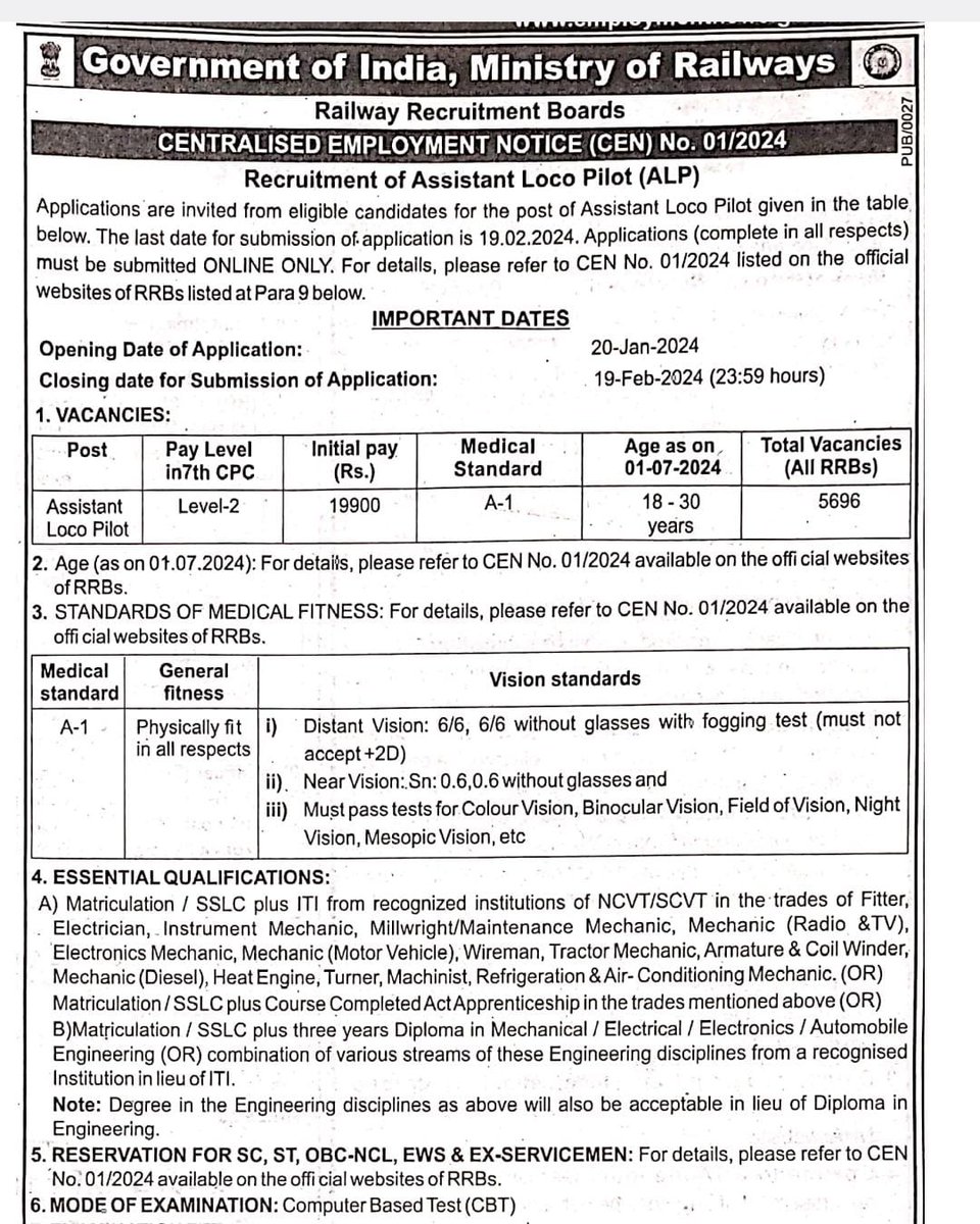 raviverma4898's tweet photo. #IncreaseRailwayALPVacancy
वाह माननीय रेल मंत्री जी, 👏
रेलवे में ALP की वैकेंसी 6 साल बाद आयी🙃
फिर भी मात्र 5696 वैकेंसी हैं!  @AshwiniVaishnaw @PMOIndia @RailMinIndia @narendramodi @HansrajMeena https://t.co/keqt0hfXSC