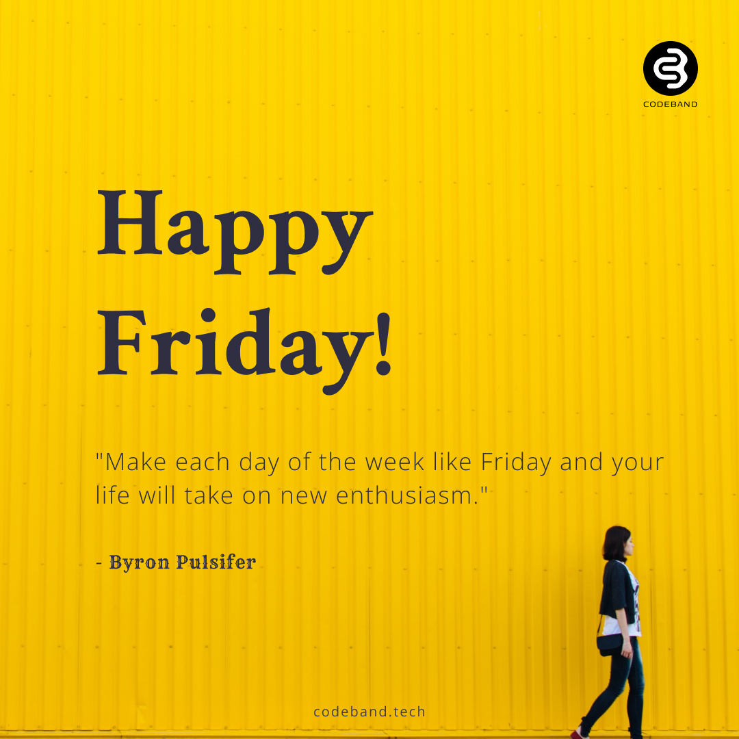 codebandtech's tweet image. Cheers to the end of the week and the start of a joyous weekend! Happy Friday, everyone! 🎉

Connect with us:

Email: info@codeband.tech
Community: lnkd.in/grGk966w
Instagram: lnkd.in/gvQaYkpK
Twitter: lnkd.in/gYFQSZDk

#codeband #softwaredevelopment
