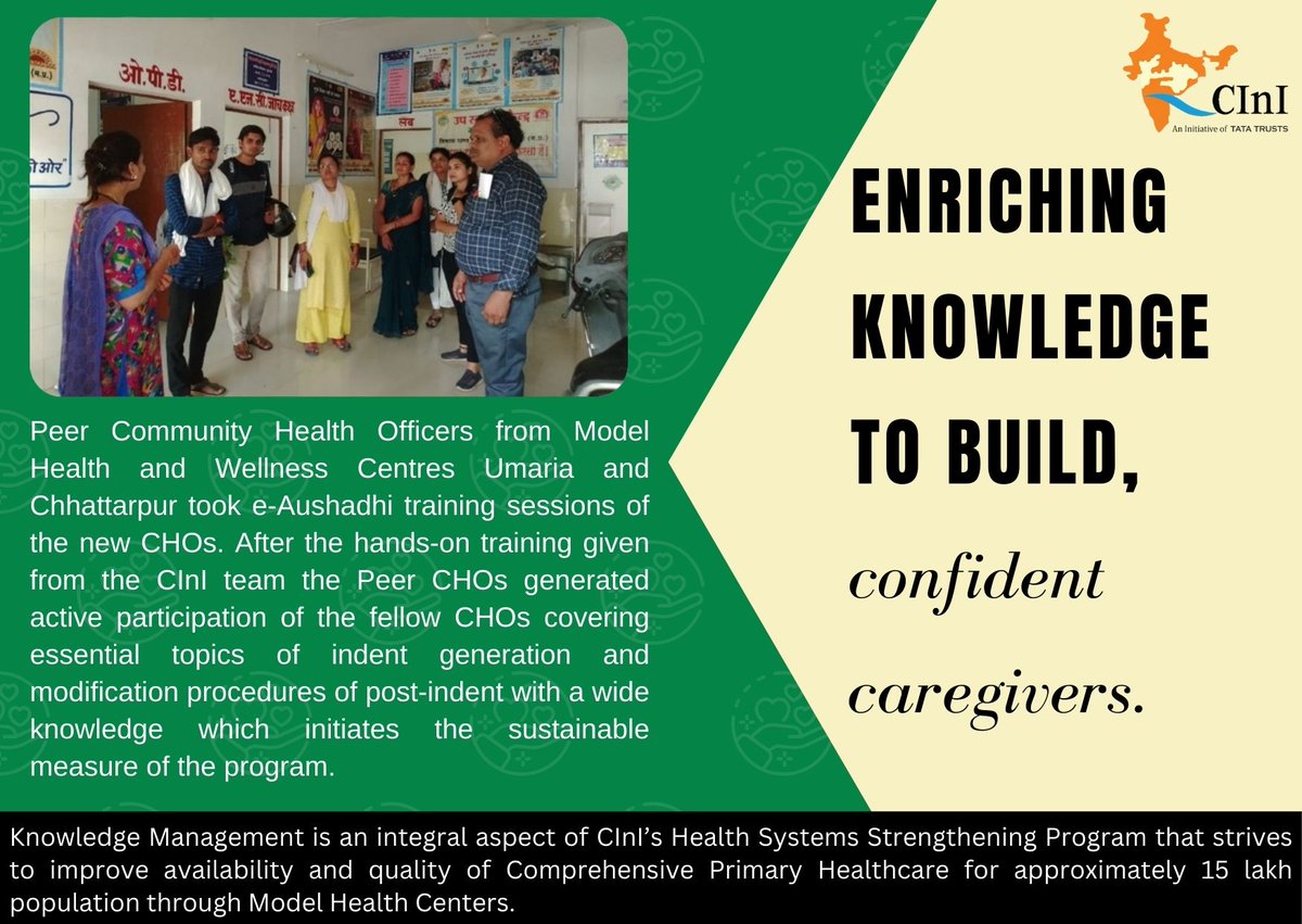 HwcModel's tweet photo. "Peer Raising Peer"
Peer Community Health Officers conducted e-Aushadhi training sessions for fellow CHOs. #healthcare  #e_aushadhi #Training #communityhealthofficer #cini #tatatrusts https://t.co/wVvFTNA5ZK