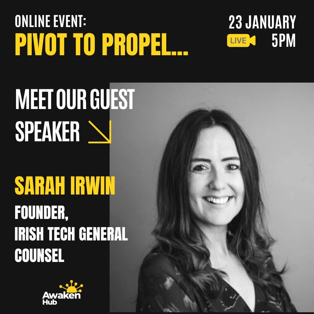 Meet our guest speaker! Join us on 23 January for 'Pivot To Propel...' when @AwakenHub & @AwakenAngelsHQ Co-founder @MMaryMcKenna will talk to @SarahIrwin_Eire founder of @IrishTechGCs Register at awakenhub.com/events-2/pivot…