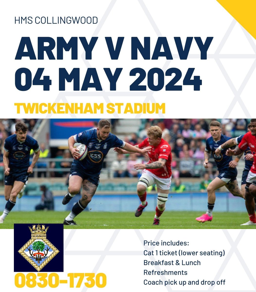 @HMS_Collingwood is coming, are you??? #GoNavy #NavyRugby #InterService