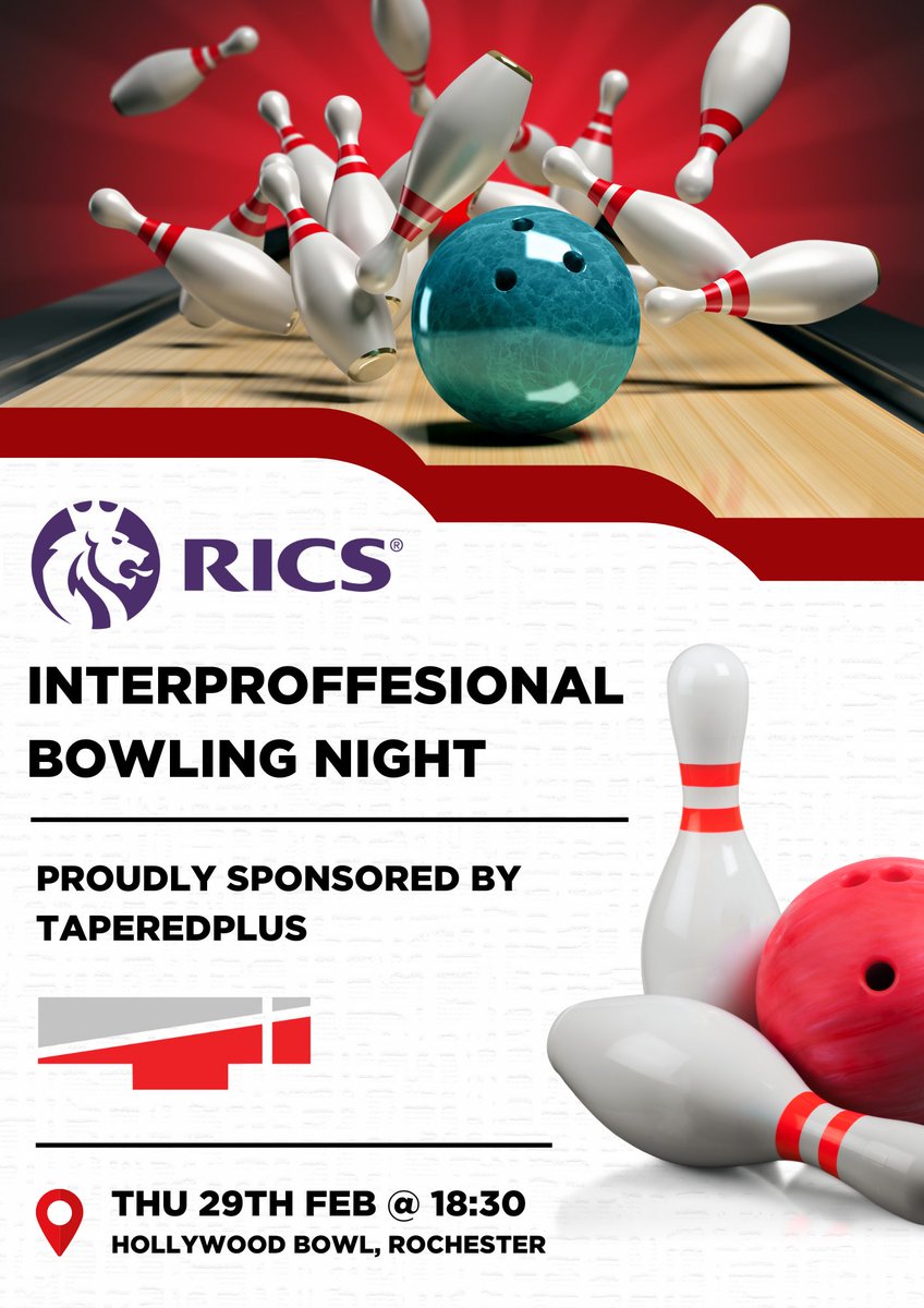 🎳Bowling shoes at the ready - we can’t wait for this event!⭐️
TaperedPlus is proud to be sponsoring the <a href="/RICSnews/">RICS</a> Matrics Kent: Networking - Interprofessional Bowling Night at the end of Feb!
Darts last year, bowling this year -is there no sport our team can turn their hands to?