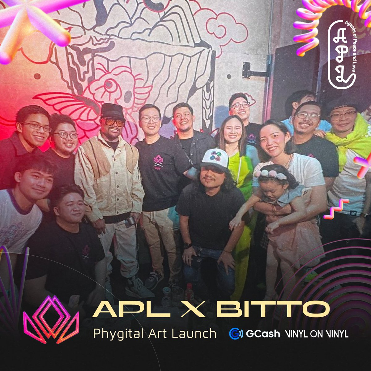 Likha (@likhanft) on Twitter photo Team Likha with the stars of the night, <a href="/apldeap/">Apl.de.Ap</a> and <a href="/StudioBitto/">Studio Bitto</a>!
Huge thanks to everyone who came out to support and made the launch a success. Special shoutout to our incredible partners <a href="/gcashofficial/">GCash</a> and <a href="/vinylonvinyl/">Vinyl OnVinyl</a> for making this collaboration a reality.
#AplxBitto Team Likha with the stars of the night, <a href="/apldeap/">Apl.de.Ap</a> and <a href="/StudioBitto/">Studio Bitto</a>!
Huge thanks to everyone who came out to support and made the launch a success. Special shoutout to our incredible partners <a href="/gcashofficial/">GCash</a> and <a href="/vinylonvinyl/">Vinyl OnVinyl</a> for making this collaboration a reality.
#AplxBitto