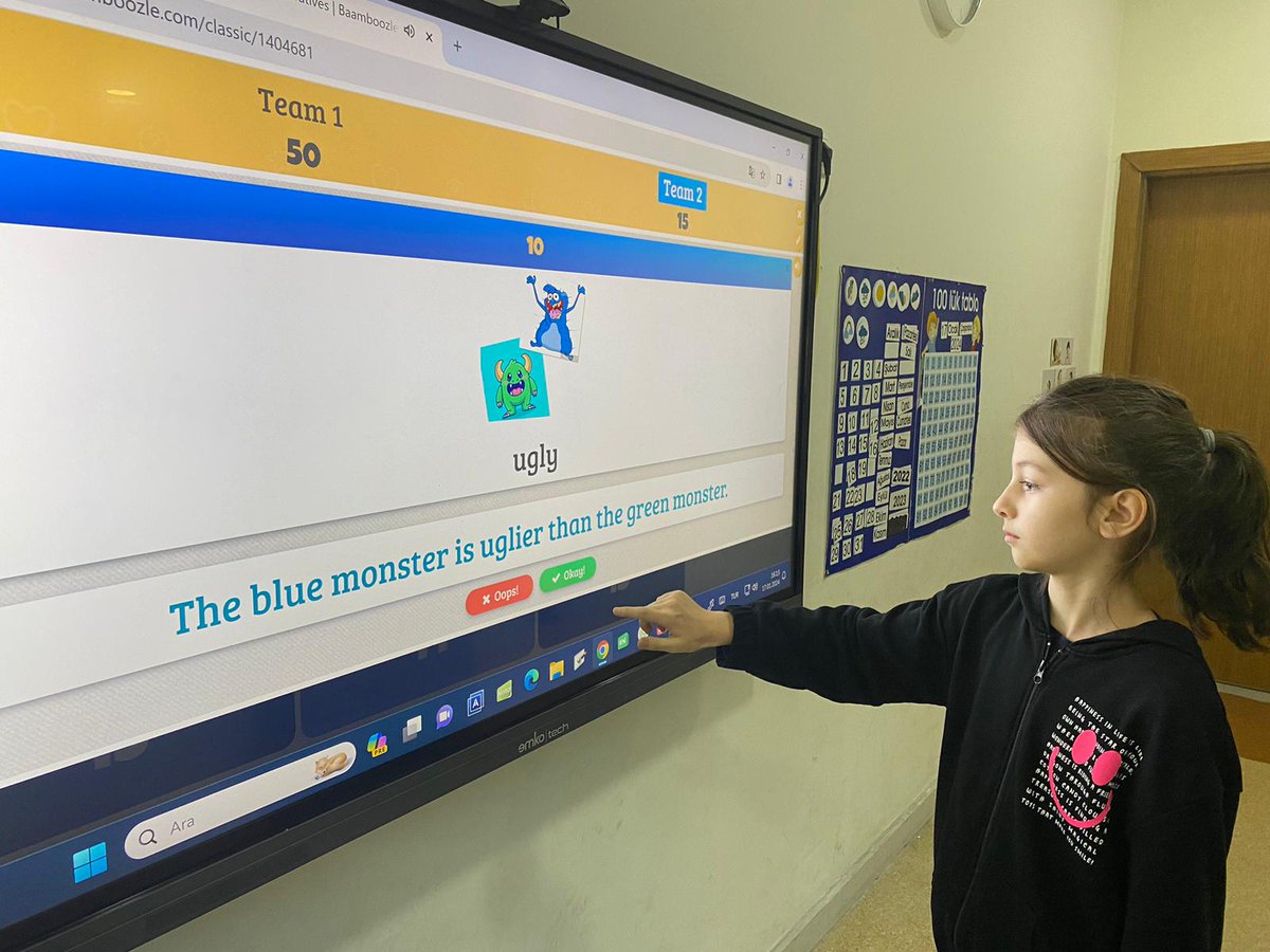 In this week , we had a great time with our 4th graders. They played baamboozle game about “ Comparative Adjectives “ 🥳🥳