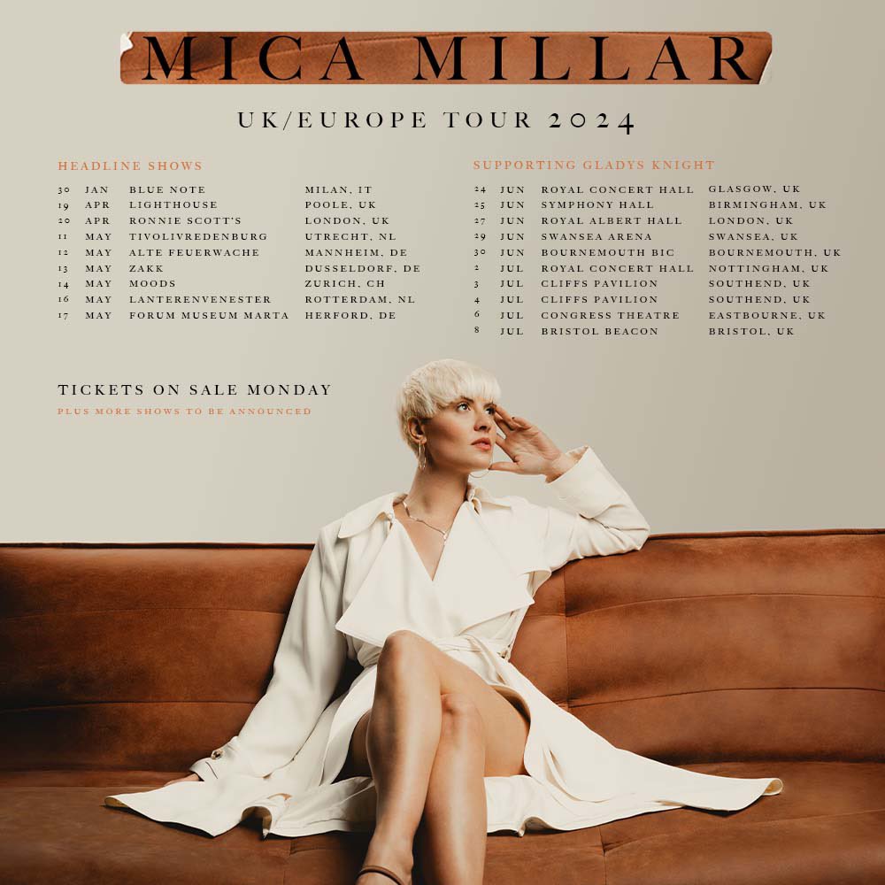 Very excited to announce the first dates for my UK/Europe 2024 Tour!!! ❤️ All tickets will be on sale on Monday. Can’t wait to see you all there! Tickets: ffm.live/micamillartour… @jazzfm @Echoesmag @BluesandSoul @Bluenotemilano @officialronnies @TiVre_Utrecht @SoulfulSession