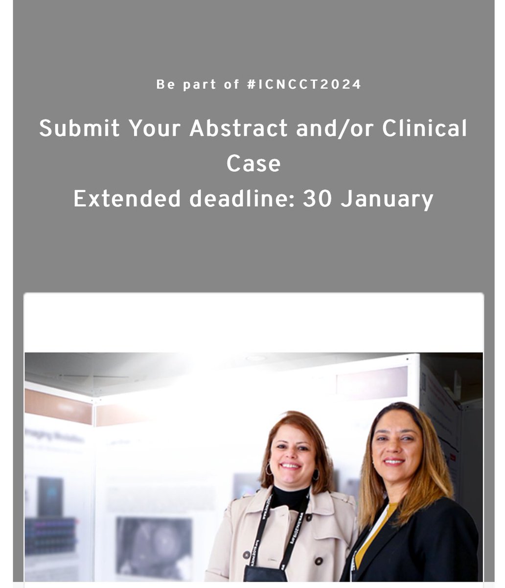 📣#ICNCCT Extended abstract deadline: 30 Jan noon CET Check out if you qualify for: 🌟 Young Investigator Award 🌍 Travel Grants #EACVI #CVImaging #thinkpet #CVNuc #CCT @MyASNC @EANM_NucMed @alessia_gimelli @DorbalaSharmila @gpontone1 @PalMaurovich @almallahmo @escardio