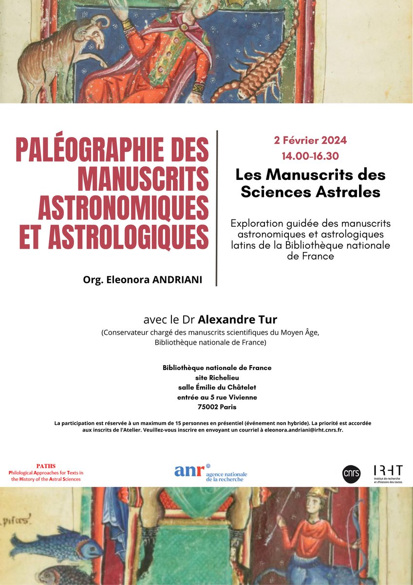 𝐅𝐞𝐛𝐫𝐮𝐚𝐫𝐲 𝟐, 𝟐𝟎𝟐𝟒, @tur_alexandre  and I will be embarking on an exploration of an exceptional collection of manuscripts on Astral Sciences at the  𝐁𝐧𝐅. @laBnF @IRHT_CNRS #HistoryofAstronomy #HistoryofScience