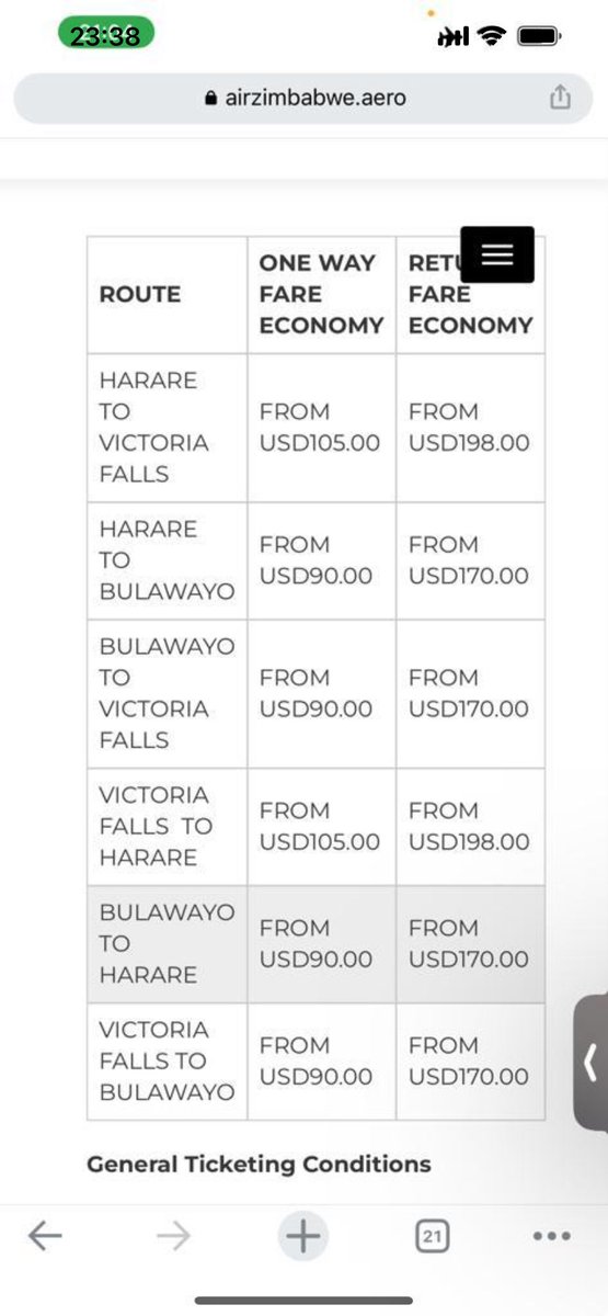 MissVeeMassey's tweet photo. @FlyAirZimbabwe are these the fares? https://t.co/y2DwQ1ejLK