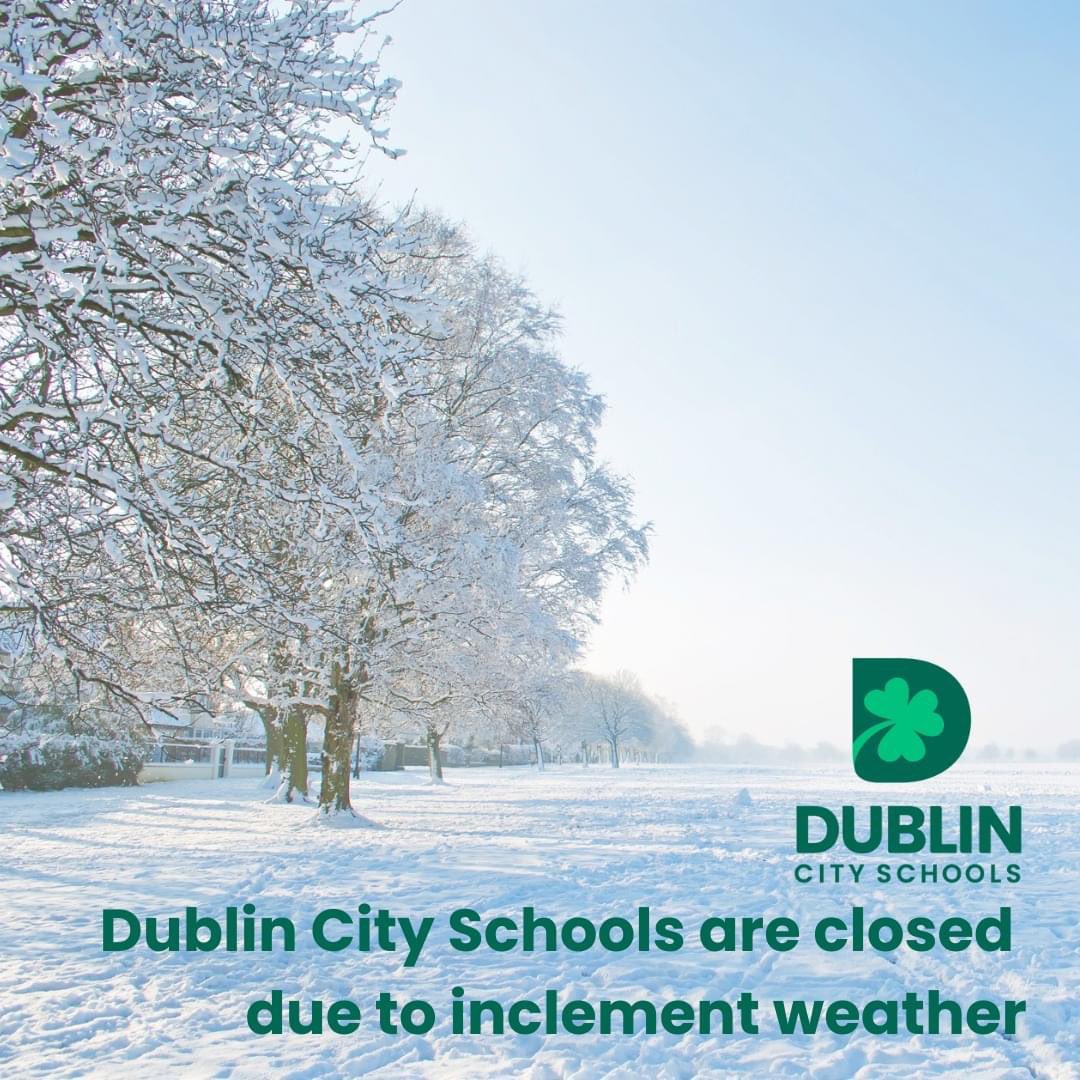 ❄️ Due to inclement weather, all Dublin City Schools are CLOSED today, Friday, January 19. Individual schools will communicate the status of any evening events later in the day based on road and weather conditions. Enjoy your day! ❄️