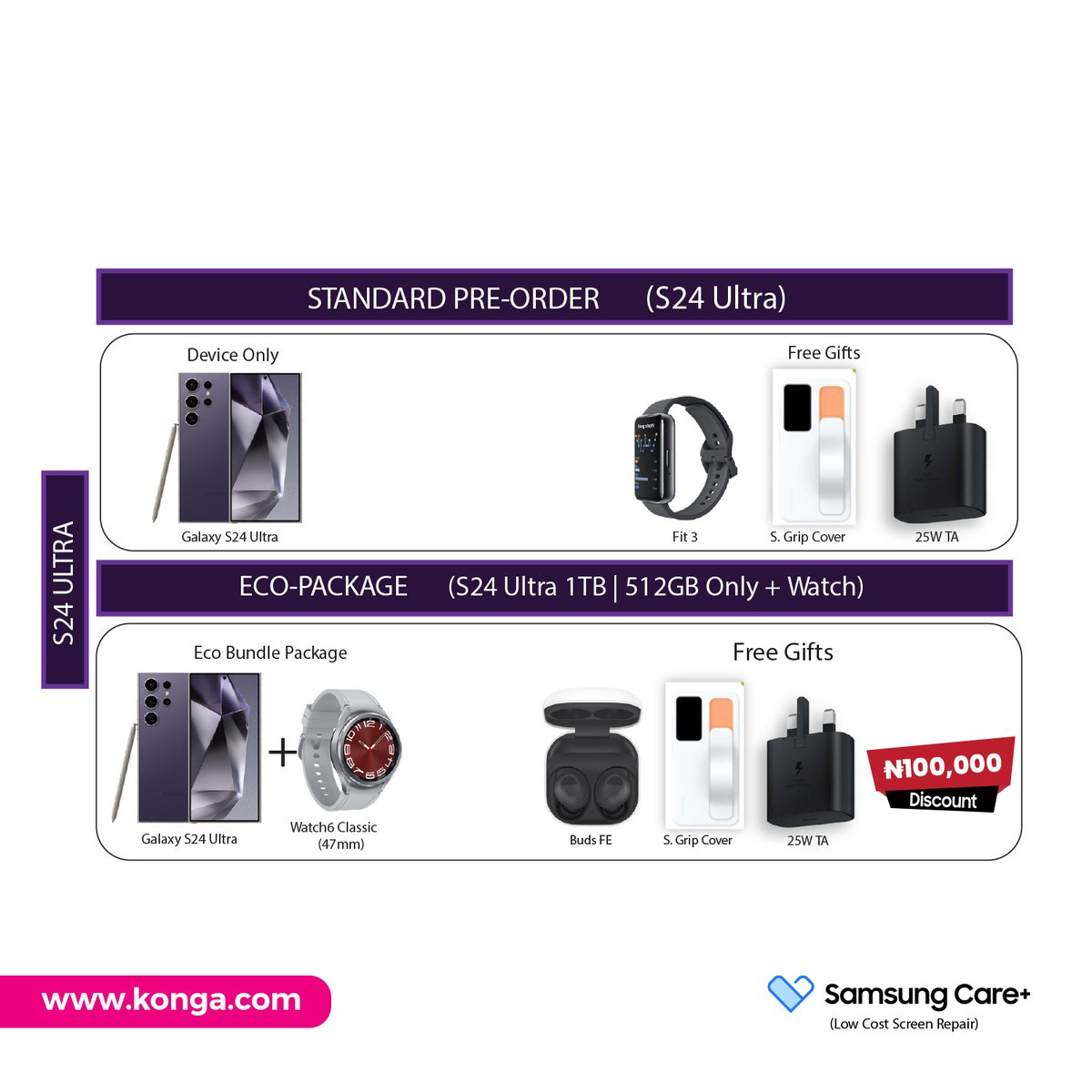 ShopKonga's tweet photo. Get your hands on the newest Samsung innovation!
Pre-order the Samsung Galaxy S24 Series now and stand a chance to win incredible gifts worth up to N500,000 on Konga.
Hurry, this exclusive offer won't last long.
Visit: https://t.co/JiCayLJWaz
#samsungpreorder #ShopKonga https://t.co/7fApR4NPPu