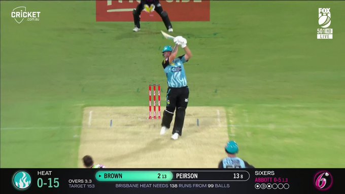  Josh Brown just darts down the pitch and belts it for six! 📹 Credits: Twitter/BBL