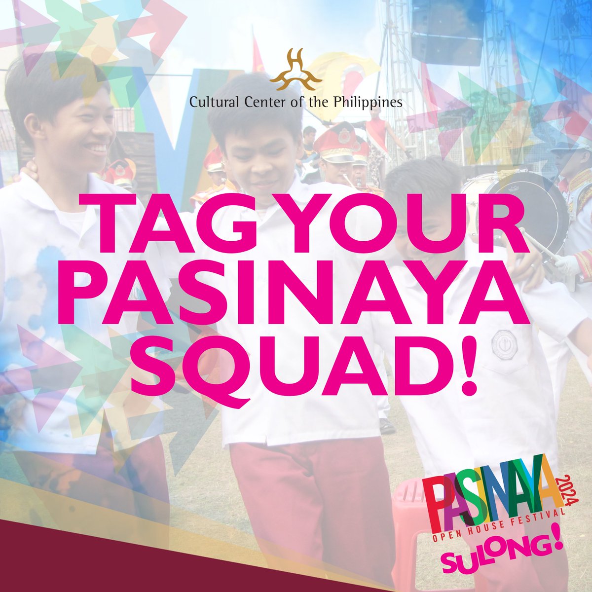 Experience the largest multi-arts festival in the country!

Kita-kits muli sa Palabas, Palihan, Palitan, Paseo Museo at Pamilihan ngayong Pebrero 3-4 sa Cultural Center of the Philippines Complex, Tagum City at Iloilo City.

#CCPPasinaya2024
#CCPPasinayaSulong