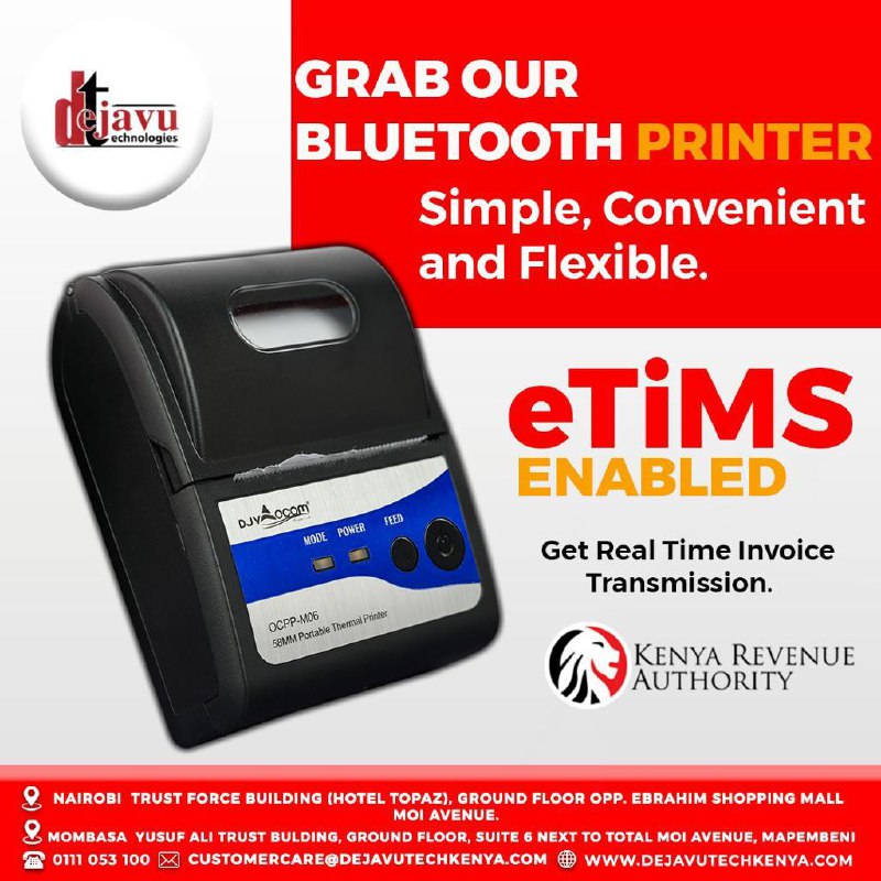 SPONSORED: Contact us at Dejavu Technologies Ltd for Tims or E-Tims, Printer intergration, E-Tims installation and Training. We are located at Trust Force Building Moi Avenue Nairobi. We also offer at site support. Call us on 0111 053 100.