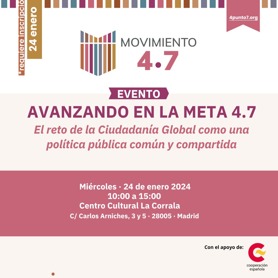 PRÓXIMO EVENTO #DíaInternacionaldelaEducación

✅🌐Avanzando en la meta 4.7 4⃣📚

🙋‍♀️🙋Un espacio que busca dialogar sobre la Educación para la Ciudadanía Global y el Desarrollo Sostenible desde distintos ámbitos de las políticas públicas 🎒

Apúntate 👉 forms.gle/AzacUcaT2xpjBF…