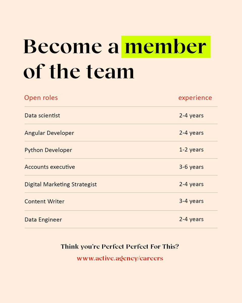techactive's tweet image. Discover professional opportunities at Tech Active, where innovation and expertise converge. Join our accomplished team for a rewarding career journey.
.
.
#hiringnow #talentacquisition #recruitment #jobopportunity #growth #hiregreattalent #dreamjob