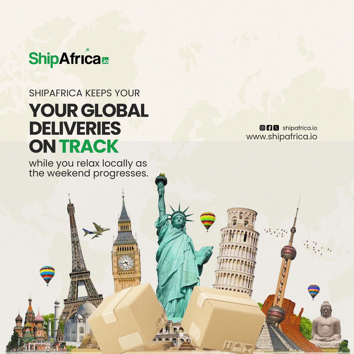 Let ShipAfrica handle the global legwork while you enjoy a local weekend retreat☺️🌍.

#shipafrica #supplychain #shipping #freight #warehousing #business #ecommerce #distribution #delivery #fedex #lastmiledelivery #globalshipping #worldwideshipping #internationaldelivery #courier
