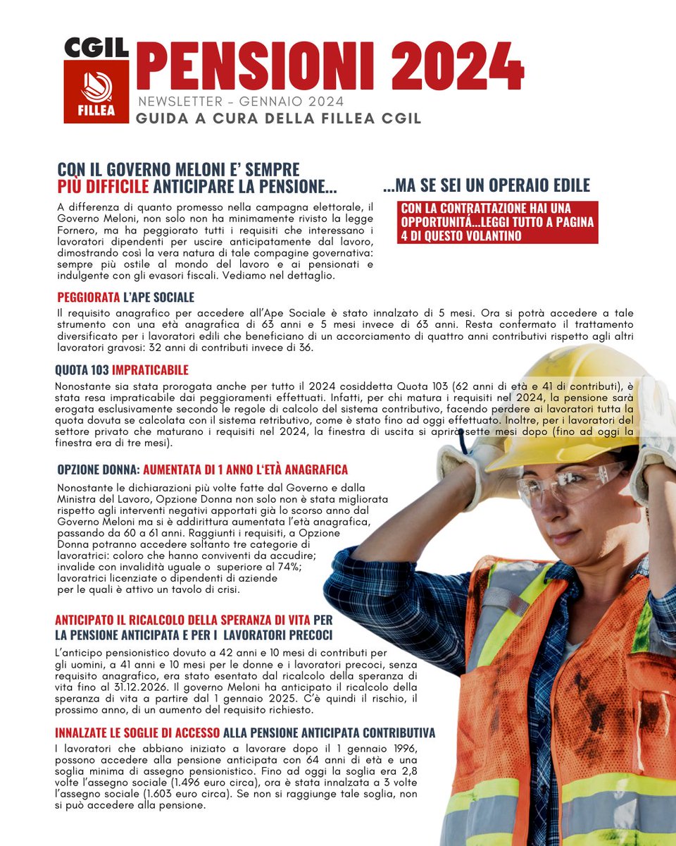 filleacgil's tweet image. Con il #governomeloni è sempre più difficile anticipare la #pensione...ma per gli #edili, grazie alla #contrattazione, ci sono notizie interessanti &amp;gt; vai alla guida pensioni 2024 ▶️bit.ly/3S67T72 cerca la sede a te più vicina #Fillea o #patronato @Patronato_Inca