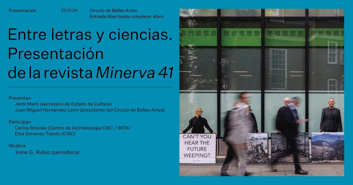 Círculo de Bellas Artes - Casa Europa (@cbamadrid) on Twitter photo Además, la próxima semana presentaremos esta nueva edición en un gran diálogo donde participarán <a href="/JordiMartiGrau/">Jordi Martí Grau</a>, Juan Miguel Hernández León, <a href="/brionesci/">Carlos Briones</a> y <a href="/ILIA_CSIC/">Elea Giménez Toledo</a>, moderado por <a href="/irenegrubio/">irene</a>.
¡Os esperamos!
🔗 acortar.link/DanKaH Además, la próxima semana presentaremos esta nueva edición en un gran diálogo donde participarán <a href="/JordiMartiGrau/">Jordi Martí Grau</a>, Juan Miguel Hernández León, <a href="/brionesci/">Carlos Briones</a> y <a href="/ILIA_CSIC/">Elea Giménez Toledo</a>, moderado por <a href="/irenegrubio/">irene</a>.
¡Os esperamos!
🔗 acortar.link/DanKaH