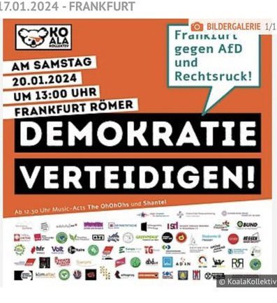 Mittlerweile etwa 80.000 Demonstranten in Hamburg gegen die AfD.
Morgen 13:00 Uhr Römerberg in Frankfurt. Alle, die morgen nicht zum Eintracht-Spiel nach Darmstadt fahren, raus auf die Straße.
 #hh1901