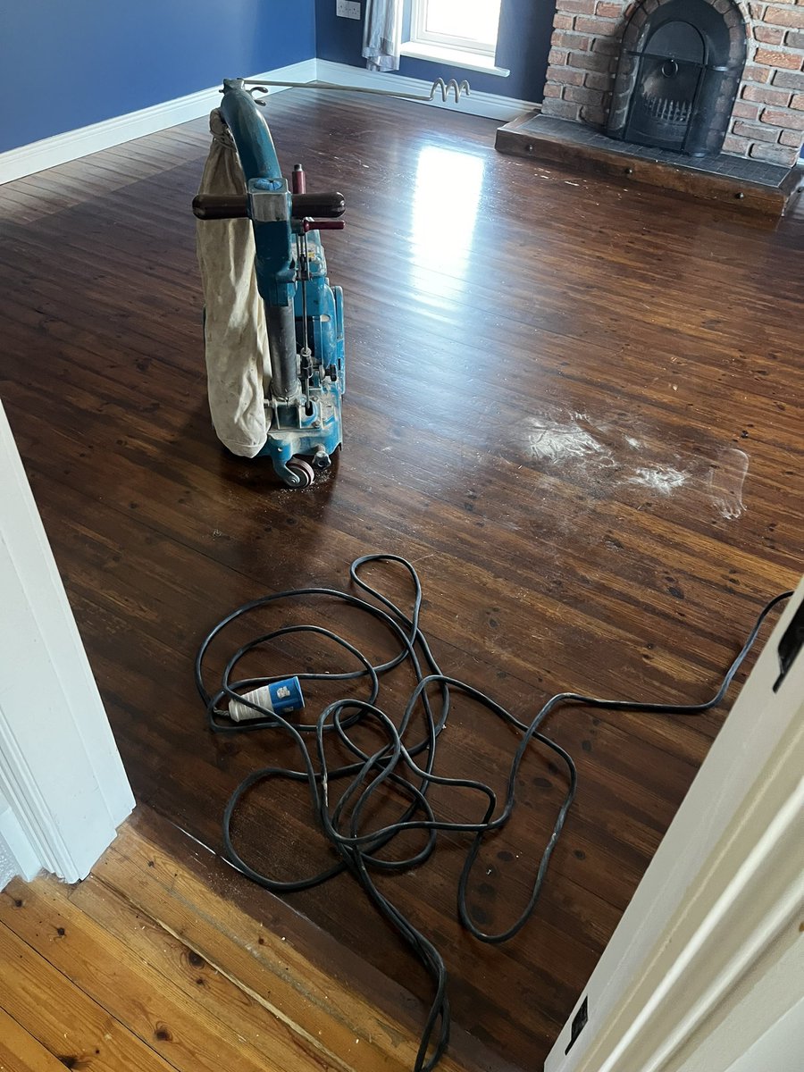 Floors given a modern fresh look with the use of WOCA Denmark products - red deal floors sanded back to bare wood before sealing with Softwood Lye &amp; Diamond Oil Active Extra White #nordiclook #softwood #reddeal #modern #wocadenmark #AislinnHardwoodFlooring #Cork #ireland