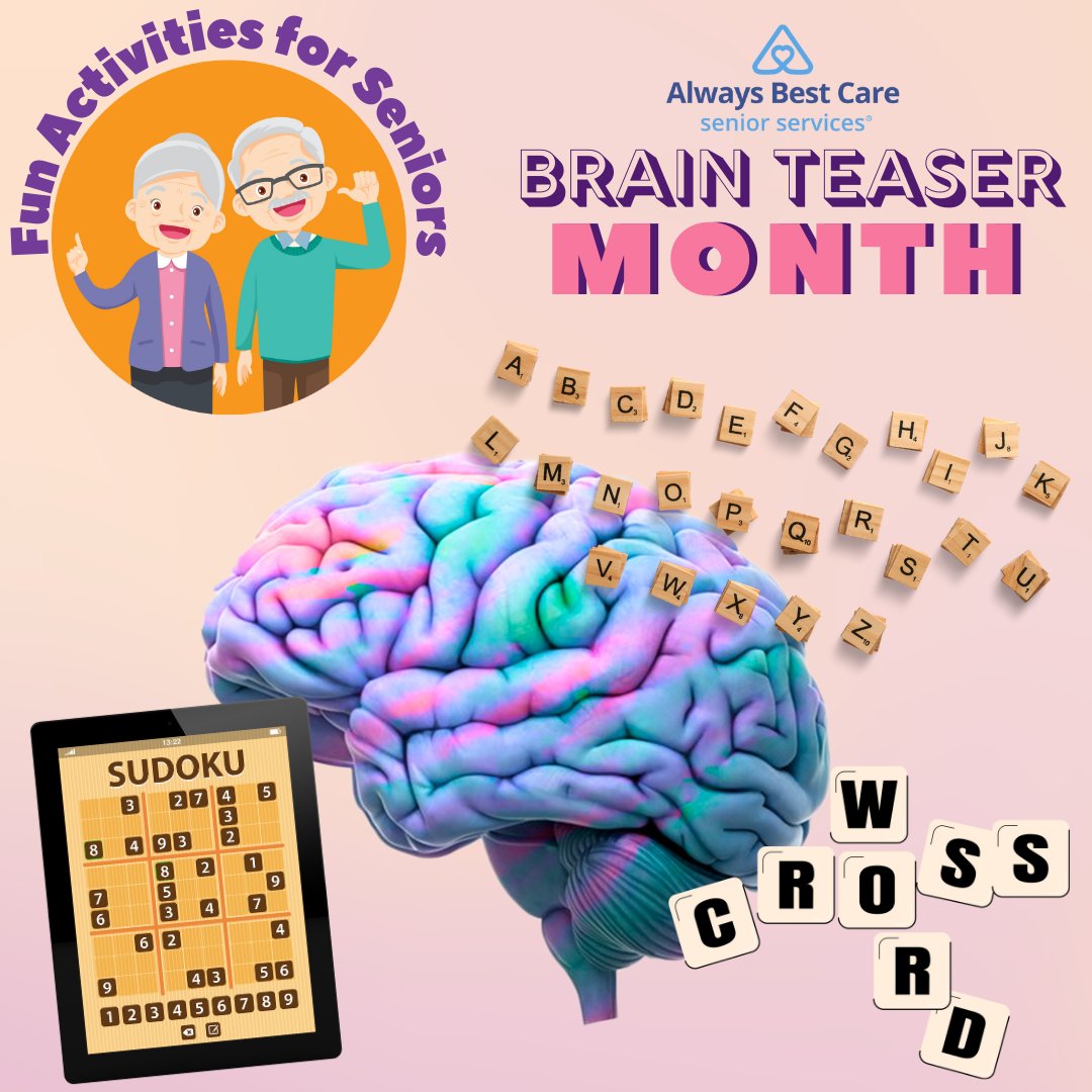 🧩 Brain teasers such as sudoku, crossword puzzles, solitare & scrabble are great tools for keeping the elderly in Shreveport mentally active. #BrainTeaserMonth #GamesForSeniors #StayMentallyActive #FunActivitiesForSeniors #AlwaysBestCare #SeniorCare #SeniorServices
