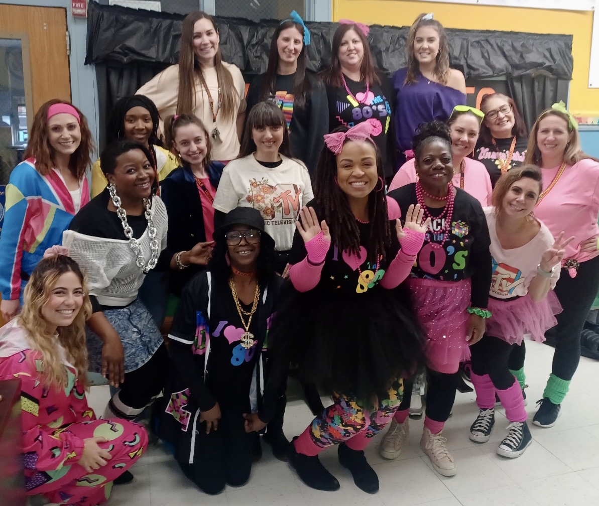 School No. 5 students and staff enjoyed a blast into the past and dressed like they were in the 1980's for the 80th day of school.