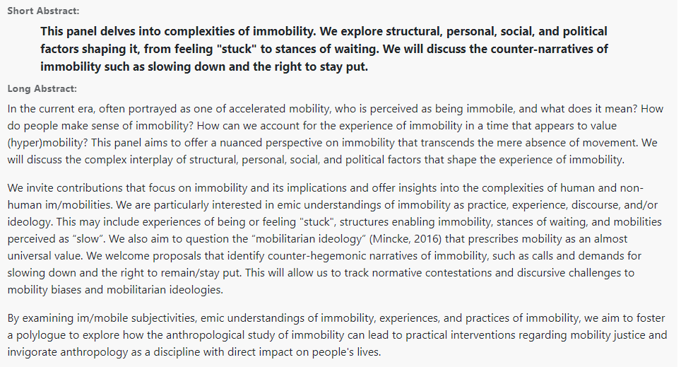 Just a few days left to submit proposals to this panel on immobility at the European Association for Social Anthropology (University of Barcelona 23-26 July 2024): nomadit.co.uk/conference/eas…