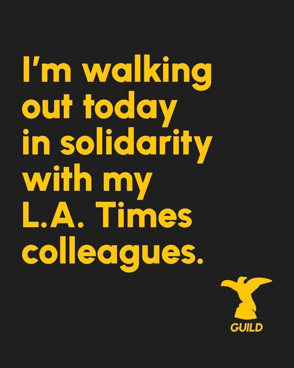 I'm walking out today with other members of @latguild in protest of the massive layoffs planned. I didn't leave an Alden-owned newspaper and move across the country to work for a paper that cuts more than 10 percent of its staff every six months.