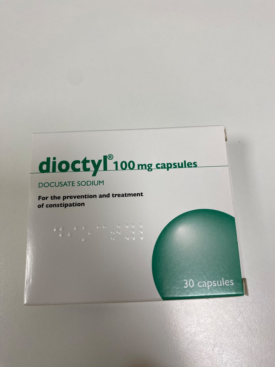 Docusate sodium commonly prescribed for constipation.