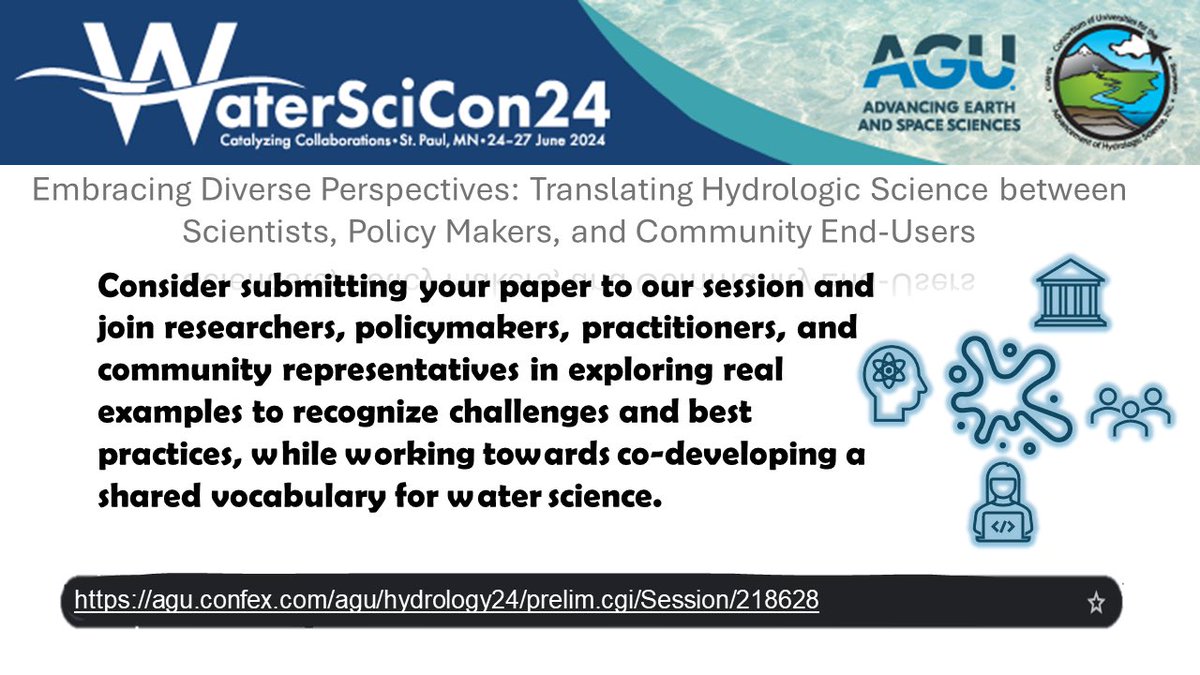 igarousi's tweet photo. ‼️💧Invinting social scientists and water scientists to submit an abstract to our session. Deadline: Jan 24

https://t.co/8L7NEH9uZl https://t.co/DCGAksGtpA