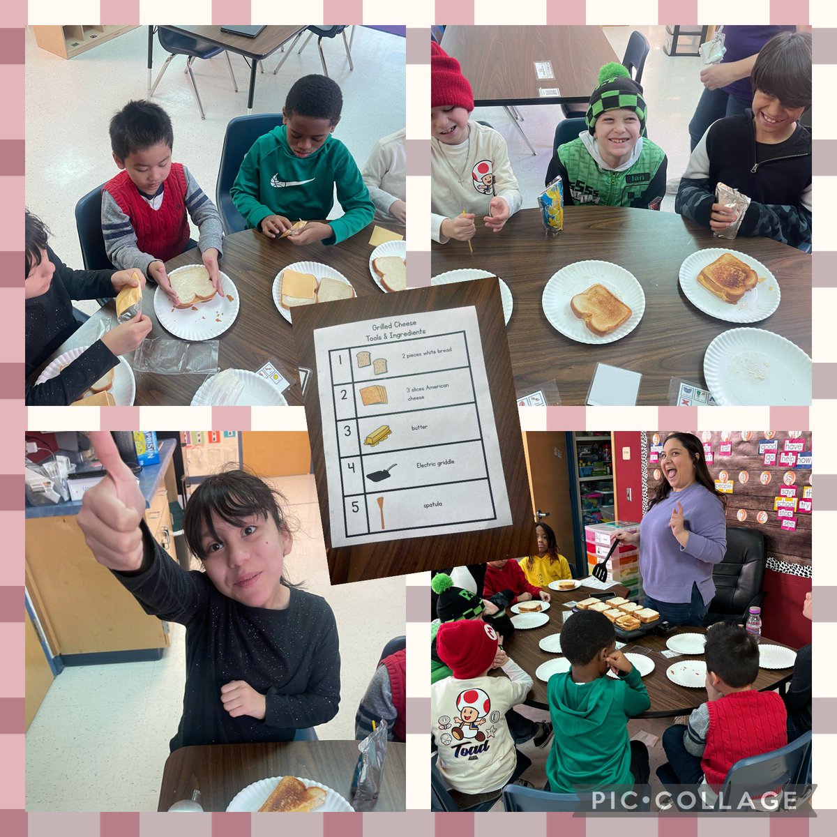 ChristineMCha's tweet photo. We had some brave bulldogs try their 1st grilled cheese today! It was a big hit! We used food from our grains and dairy food group! 🐾💜👩🏼🍳🧑🏼🍳@nisdbehlaues @NISD @NISDSpecialEd #ALE #cookinglesson https://t.co/pYEqdsybRm