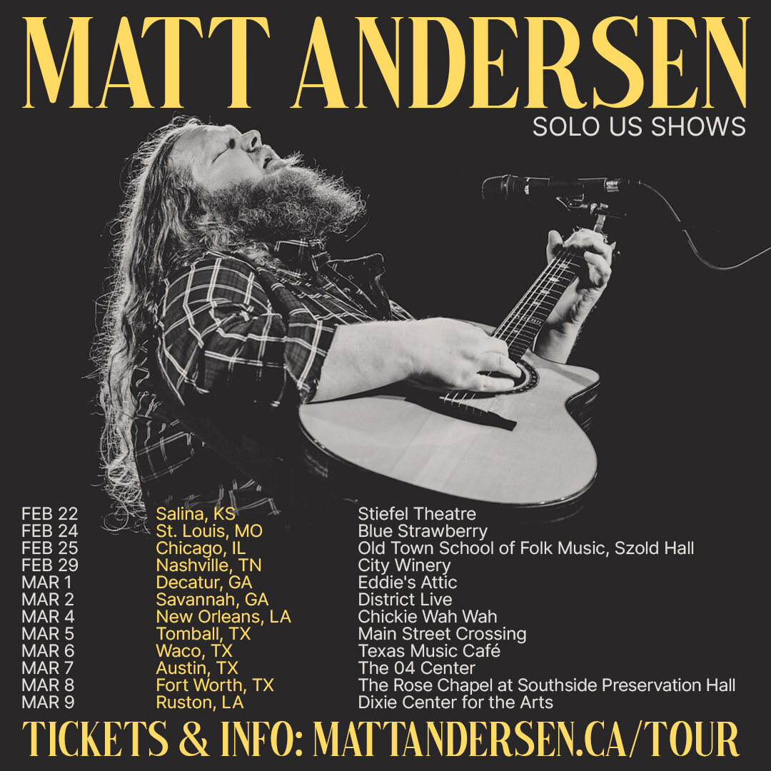 Tickets are now on sale for all shows, including in Forth Worth at the Rose Chapel at Southside Preservation Hall! See you on the road: mattandersen.ca/tour