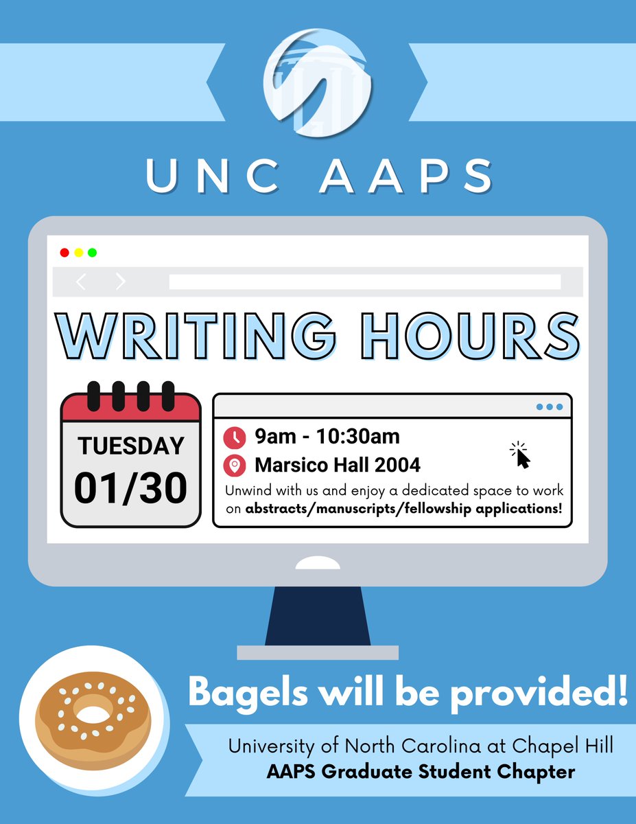 The first Writing Hours of 2024 will be hosted next week! Please join us on the morning of January 30th in Marsico 2004 for dedicated quiet time and free Panera Bread bagels!