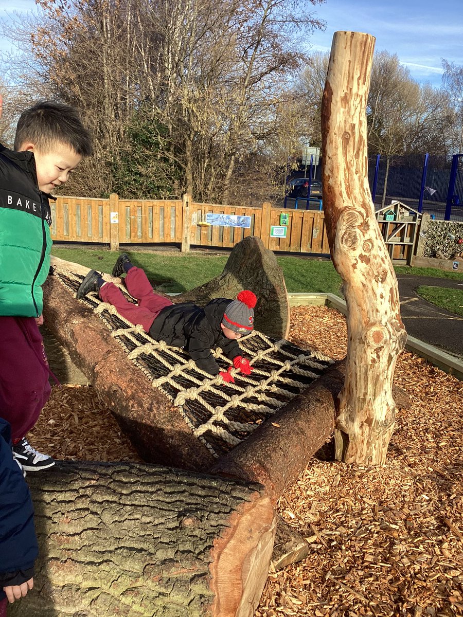 StBellarmine's tweet photo. Nursery are absolutely loving their new climbing tree. So much fun had this afternoon climbing, scrambling and manoeuvring under and over. #Climbingtree #Coolcanvas https://t.co/ap2lzQUYUB