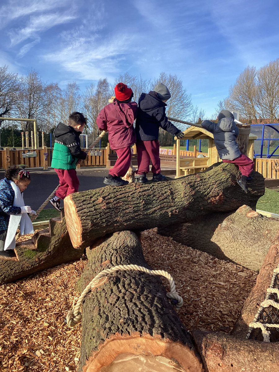StBellarmine's tweet photo. Nursery are absolutely loving their new climbing tree. So much fun had this afternoon climbing, scrambling and manoeuvring under and over. #Climbingtree #Coolcanvas https://t.co/ap2lzQUYUB