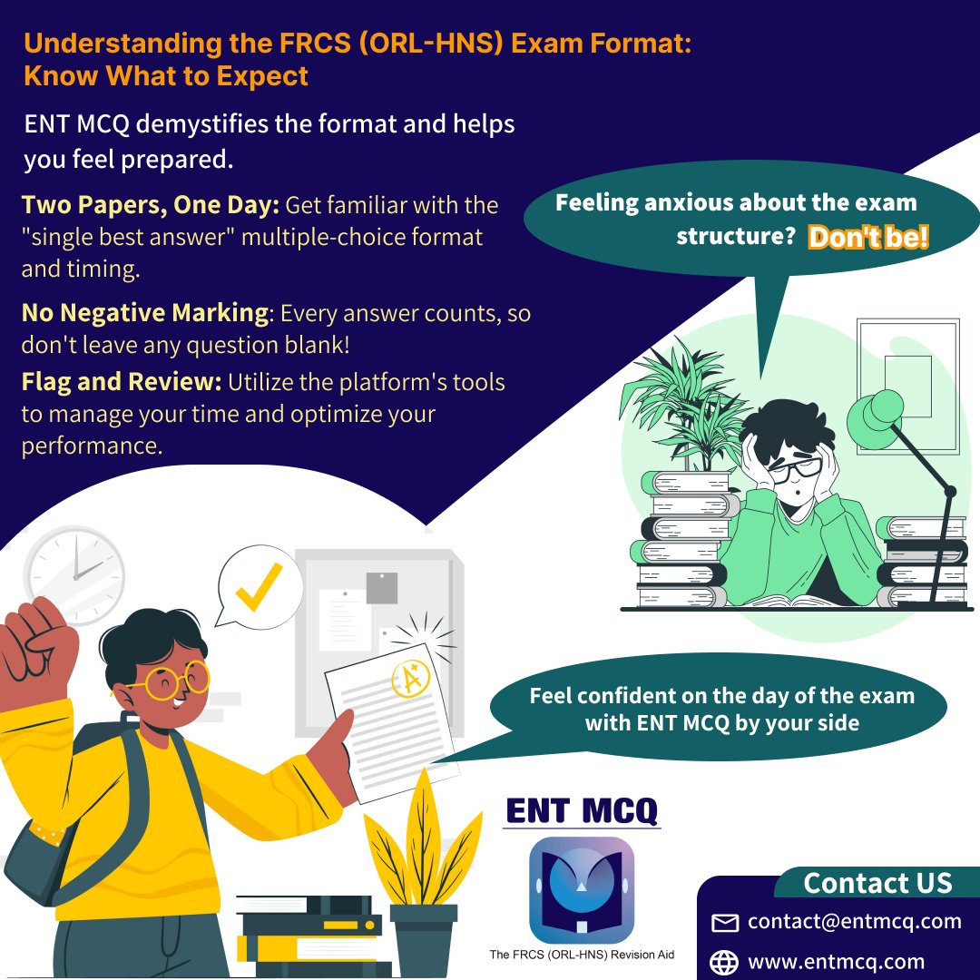 Understanding the FRCS (ORL-HNS) Exam Format

𝐂𝐨𝐧𝐭𝐚𝐜𝐭 𝐮𝐬 𝐨𝐧 support@entmcq.com and visit us on entmcq.com
#FRCSORLHNS #OtoPrep #ENTExam #ENTResidents  #medical #orl #rhinoplasty #hearingloss #pathology #health #audiology #ENTMCQSupport #MedicalStudentLife