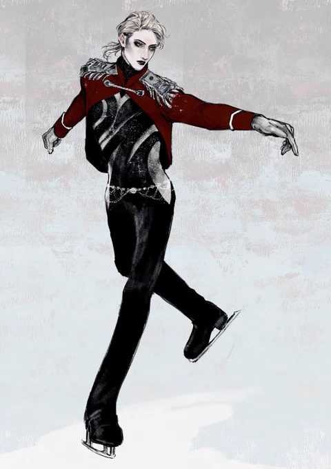 ジャンの妄想フィギュアスケート衣装描いてたときの絵掘り返したが、めちゃくちゃいいな
