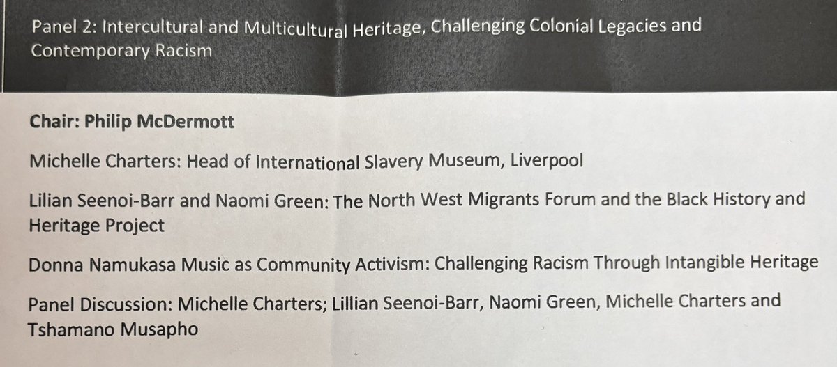 ‘Challenging Colonial Legacies and Contemporary Racism’ panel @UlsterUni eloquently laying out a challenge to heritage professionals to embed activism in their work, to share research and provide access.